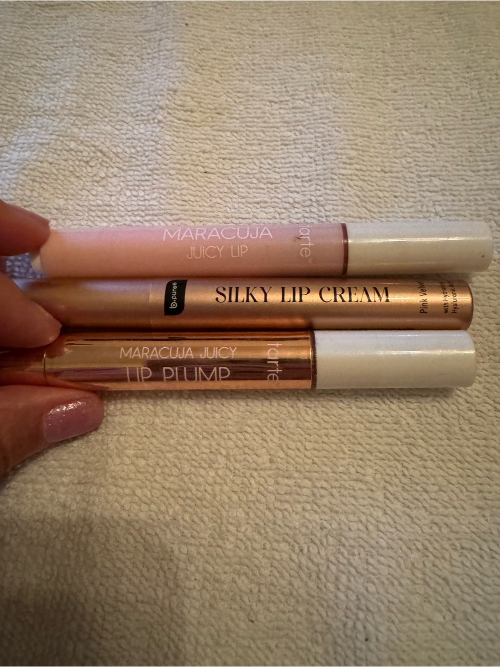 3 products tarte Maracuja Juicy Lip Plump Trio - Pink & Rose Gold